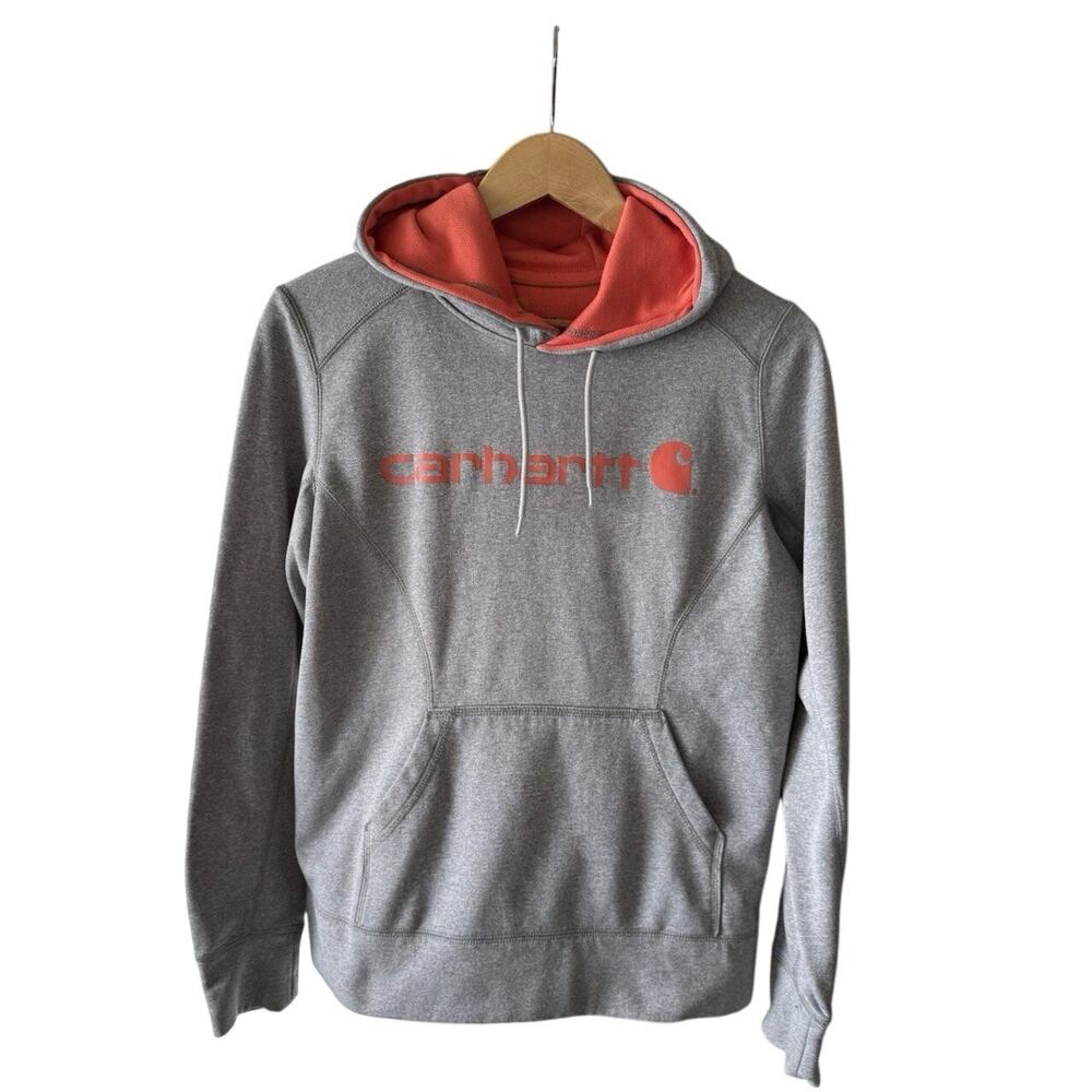Carhartt Hoodie Women's Med. Force Extremes Sweatshirt Fleece Gray Orange Gorp